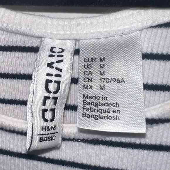 H&M Divided Bodycon Mini Dress Stretch Sleeveless Ribbed Minimalist Black White - Picture 7 of 9